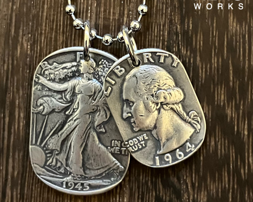 フランス5フラン銀貨＆フランスサンチームコイン ドッグタグ