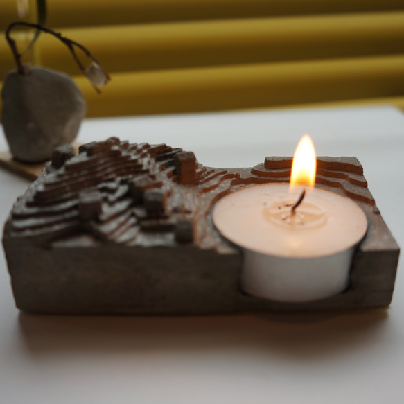 candle holder village      置物　オブジェ ジオラマ　3Dプリント＋セメント雑貨 3枚目の画像