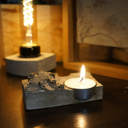candle holder village      置物　オブジェ ジオラマ　3Dプリント＋セメント雑貨 1枚目の画像