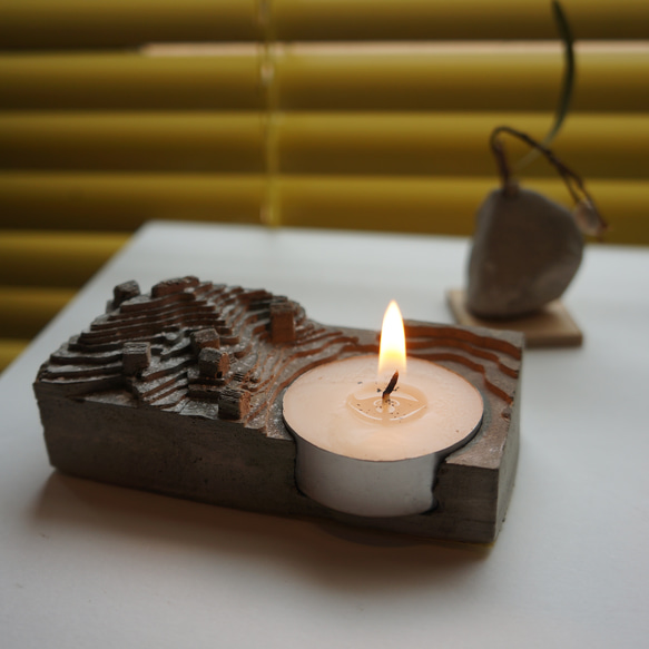 candle holder village      置物　オブジェ ジオラマ　3Dプリント＋セメント雑貨 2枚目の画像