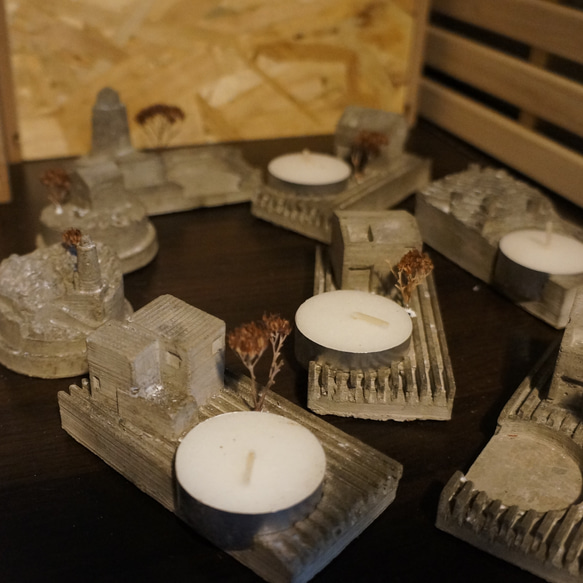 candle holder CASA_B      置物　オブジェ ジオラマ　3Dプリント＋セメント雑貨 14枚目の画像