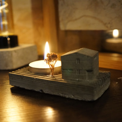 candle holder CASA_B      置物　オブジェ ジオラマ　3Dプリント＋セメント雑貨 2枚目の画像