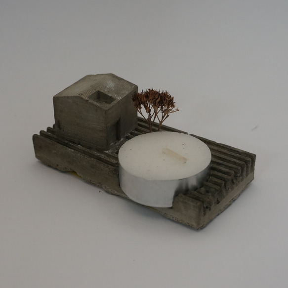 candle holder CASA_B      置物　オブジェ ジオラマ　3Dプリント＋セメント雑貨 8枚目の画像