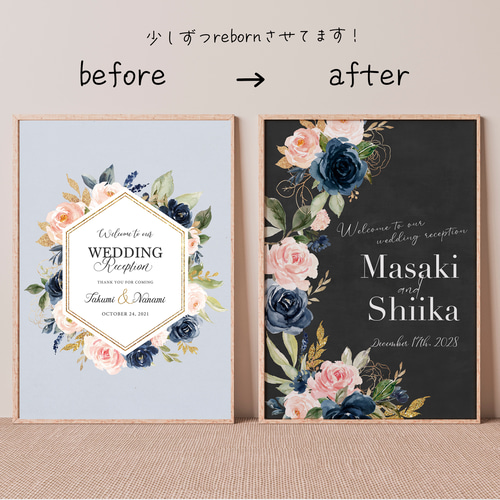 reborn 002 Pink & blue bouquet ウェルカムボード チョーク