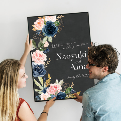 reborn 002 Pink & blue bouquet ウェルカムボード チョーク