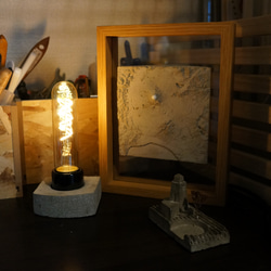 LED 灯り　テーブルランプ　演出照明　3Dプリント＋セメント雑貨 6枚目の画像