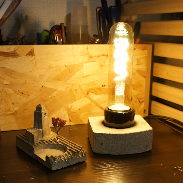 LED 灯り　テーブルランプ　演出照明　3Dプリント＋セメント雑貨 5枚目の画像