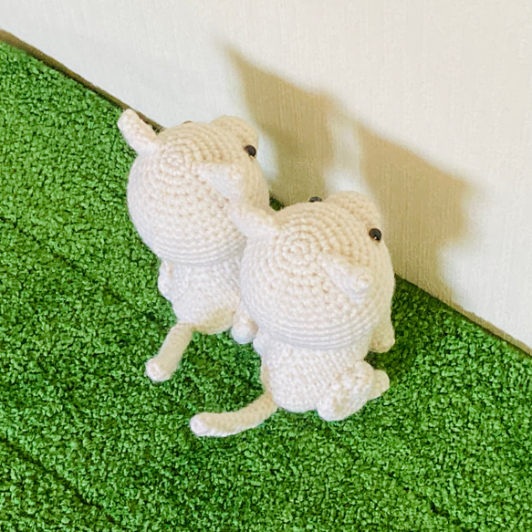苔田かえる作‼️【ウェルカムドール】白猫のあみぐるみ 8枚目の画像