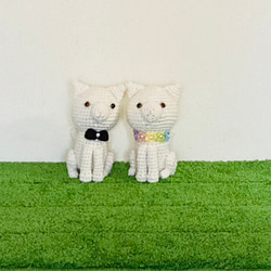苔田かえる作‼️【ウェルカムドール】白猫のあみぐるみ 1枚目の画像