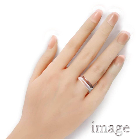 重ねづけもカワイイ！　わずか1gの細身・軽やかリング　シンプル・ストレートのガラスの指輪　クリア 4枚目の画像