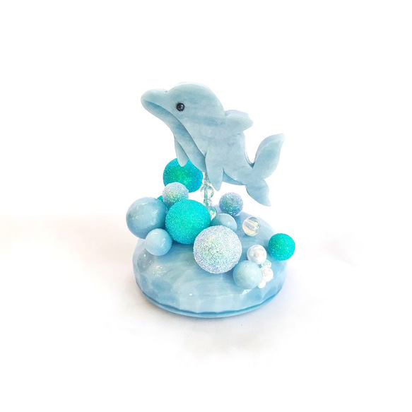 イルカさんとバブル夏の置物／ソープカービング/石鹸彫刻 1枚目の画像