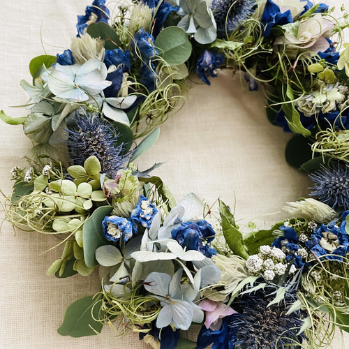 ドライフラワーのオーバルリース　Blue Wreath ドライフラワーのオーバルリース Blue Wreath 【公式通販】