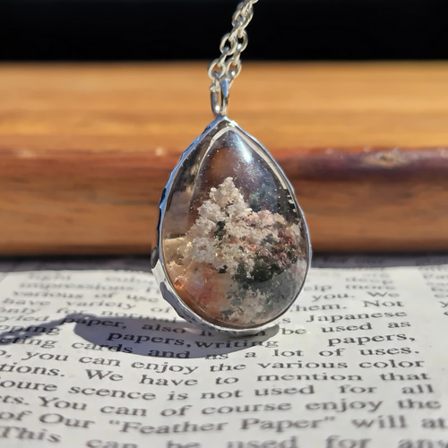 珊瑚礁～ガーデンクォーツの純銀ネックレス/鎚目模様 ネックレス