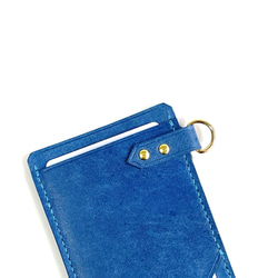 【3ポケット】イタリアンレザー　シンプルなパスケース（ブルー） 6枚目の画像