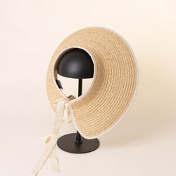 春と夏の新しい手織りの折り畳み式ラフィア中空トップ帽子屋外旅行日焼け止めビーチ中空トップ麦わら帽子 5枚目の画像