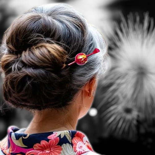 結婚式 お呼ばれ 髪飾り ヘアアクセサリー かんざし 赤 紅かほる