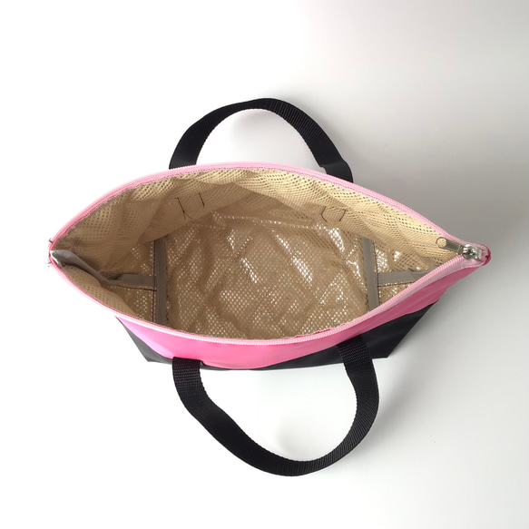 洗える保冷保温ランチバッグ(弁当袋)✨ピンクと黒（ブラック） 5枚目の画像