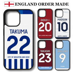 オーダーメイド iPhoneケース アイフォンケース 背番号 カラー サッカー ユニフォーム チームカラー イギリス 1枚目の画像