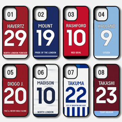 オーダーメイド iPhoneケース アイフォンケース 背番号 カラー サッカー ユニフォーム チームカラー イギリス 2枚目の画像