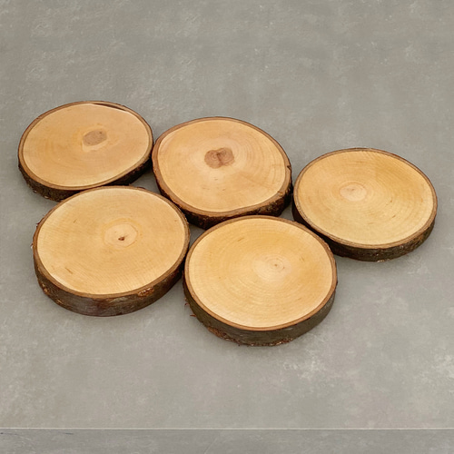 山桜 輪切り ハンドメイド素材 コースター 5枚セット 木材・板 miku