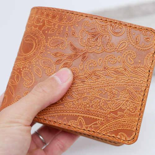 全8色】【名入れ無料】ペイズリー柄 二つ折り財布/カスタム可能 二