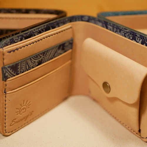 全8色】【名入れ無料】ペイズリー柄 二つ折り財布/カスタム可能 二