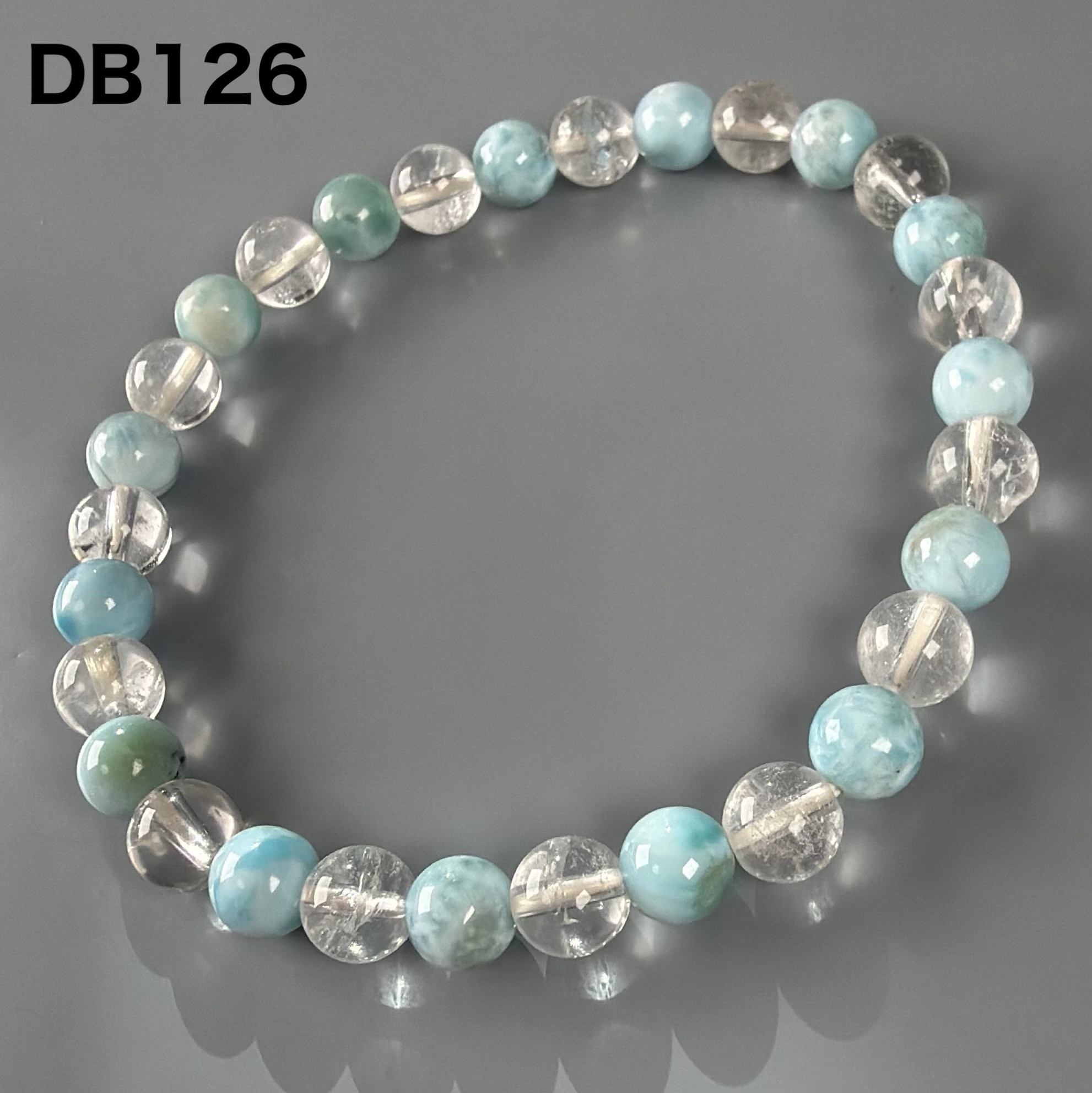ラリマーとヒマラヤ白水晶  6ミリ ブレスレット DB126