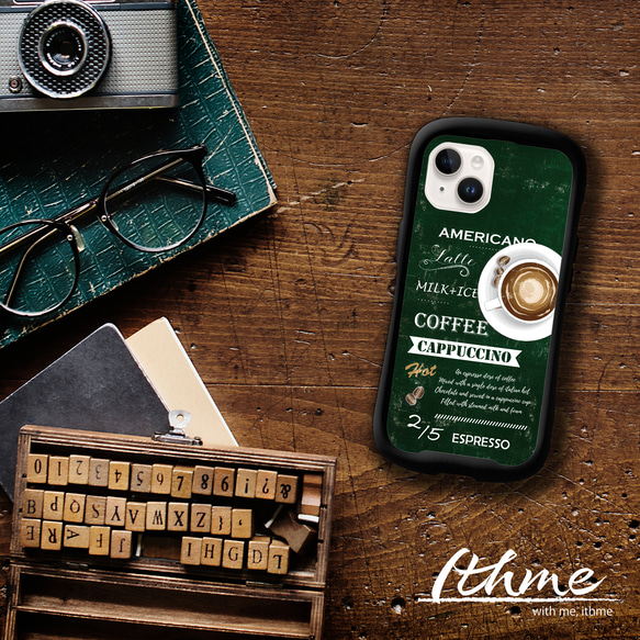 チョークアート コーヒー / GREEN【スマホケース・耐衝撃グリップ iphone カバー】 8枚目の画像