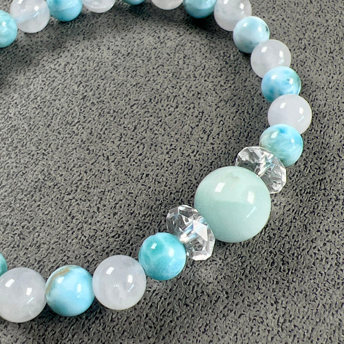 大粒アイスラリマーとヒマラヤフロスト水晶 ブレスレット DB127