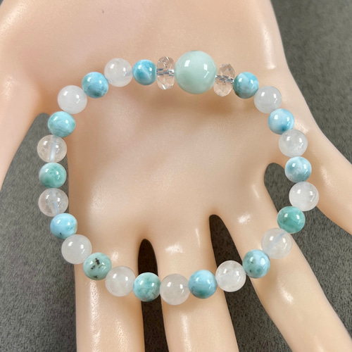 大粒アイスラリマーとヒマラヤフロスト水晶 ブレスレット DB127