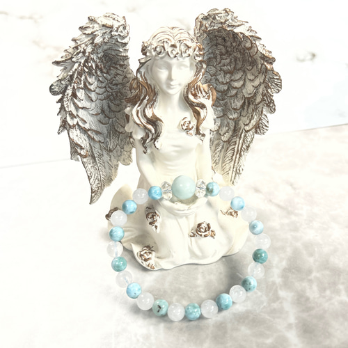 大粒アイスラリマーとヒマラヤフロスト水晶 ブレスレット DB127