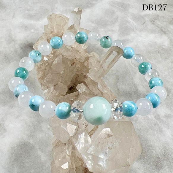 大粒アイスラリマーとヒマラヤフロスト水晶 ブレスレット DB127