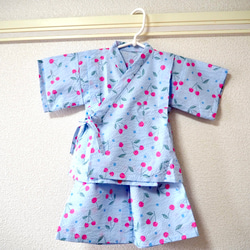 送料無料】子ども 甚平上下セット 花火柄 水色 子供服 with 通販