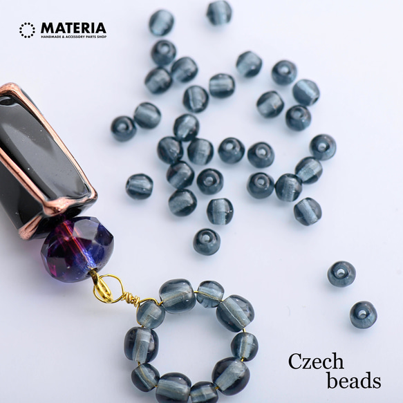 チェコガラスビーズ ラウンド モンタナブルー 3mm 30個 チェコビーズ  