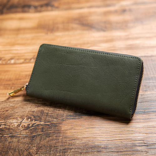 在庫限りのアウトレットSALE】ボルドー 栃木レザー ラウンドファスナー