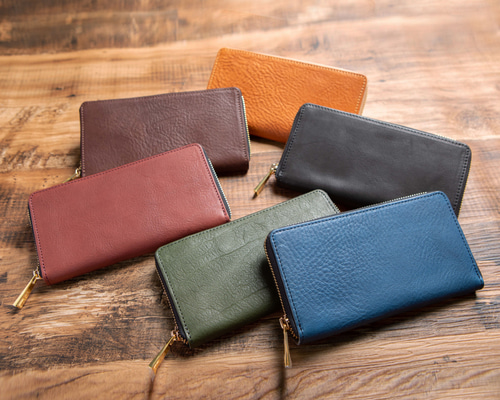 在庫限りのアウトレットSALE】栃木レザー ラウンドファスナー 長財布