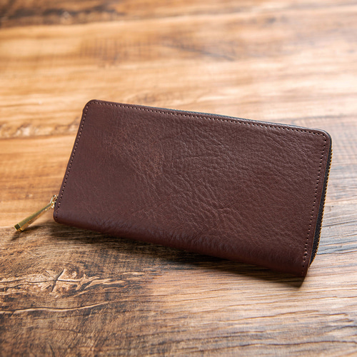 在庫限りのアウトレットSALE】ボルドー 栃木レザー ラウンドファスナー