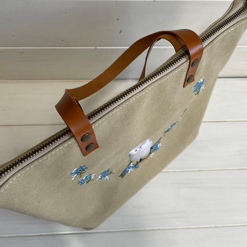 シマエナガ　がま口バッグ　ハンドメイド シマエナガがま口バッグハンドメイド
