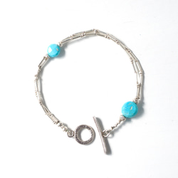 -Turquoise- silver double bracelet 4枚目の画像