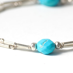 -Turquoise- silver double bracelet 3枚目の画像