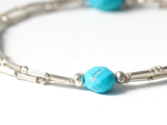 -Turquoise- silver double bracelet 3枚目の画像