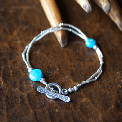 -Turquoise- silver double bracelet 1枚目の画像