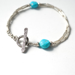 -Turquoise- silver double bracelet 2枚目の画像