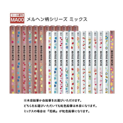 虹色えんぴつ入り！！名入れ鉛筆12本セット【黒えんぴつ11本＆虹色えんぴつ1本】 メルヘン柄シリーズ 2枚目の画像