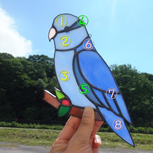 受注制作】ステンドグラス マメルリハ サンキャッチャー 匿名配送【鳥