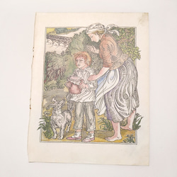少年と女性と犬 リトアニア洋書 カルトン 戯画 イラスト図版 ヴィンテージペーパー 2002－10 1枚目の画像