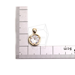 PDT-2696-G【2個入り】ラウンドキュービックジルコニアチャーム/Round Cubic Zirconia 5枚目の画像