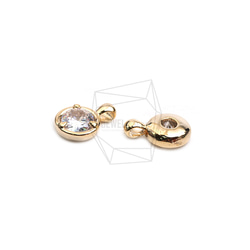 PDT-2696-G【2個入り】ラウンドキュービックジルコニアチャーム/Round Cubic Zirconia 3枚目の画像