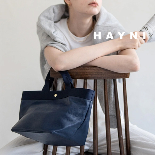 本革ミニトートバッグ レディース ハンドバッグ 舟形 ネイビー