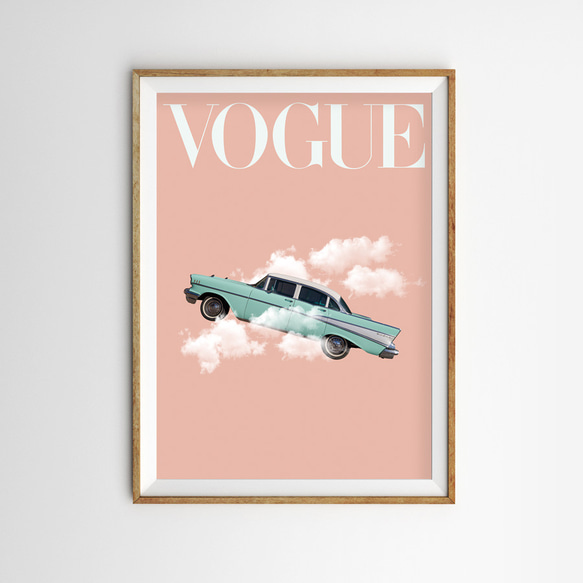 VOGUE ファッション空飛ぶアメ車 おしゃれなポスター 1枚目の画像